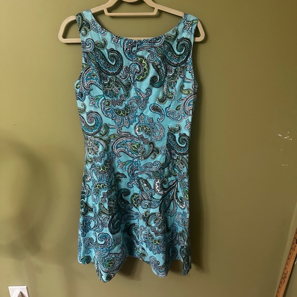 Brooks Brothers 346 Dress Sz 10‎ Dress Linen Blue Paisley Pattern Sleeveless - Picture 6 of 7